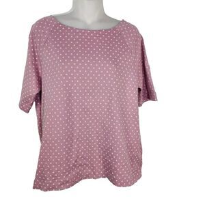 L.L.Bean Women Tee Large Reg Button Back Printed 100% Cotton Short Sleeve 505519